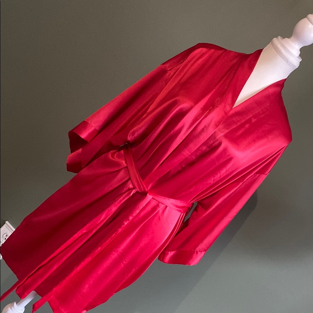 Elegant Red Victoria's Secret Satin Kimono Robe